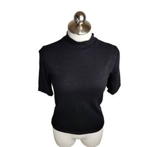 Madewell Drapey Mockneck Top Short Sleeve Women's Size XS Black Classic‎ Capsule